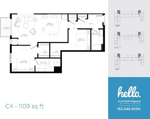 C4 Floor Plan at Hello Apartments, Minneapolis, 55427
