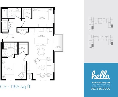 C5 Floor Plan at Hello Apartments, Minneapolis