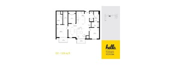D2 Floor Plan at Hello Apartments, Minneapolis, MN