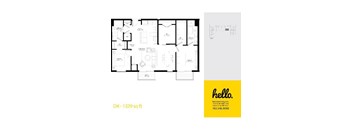 D4 Floor Plan at Hello Apartments, Minneapolis, MN, 55427