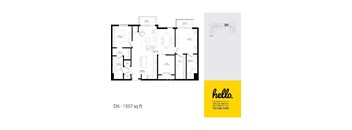 D6 Floor Plan at Hello Apartments, Minneapolis, 55427
