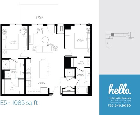 E5 Floor Plan at Hello Apartments, Minneapolis, MN
