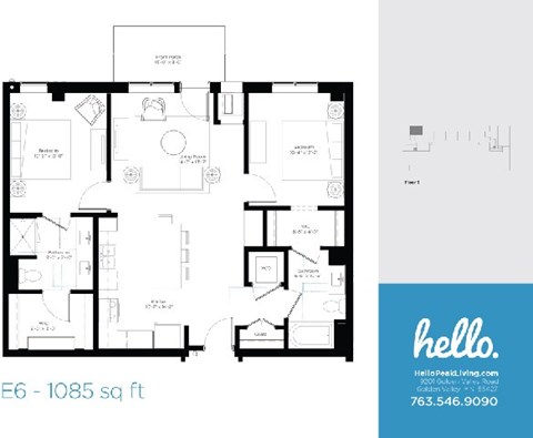 E6 Floor Plan at Hello Apartments, Minnesota