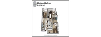 B Floor Plan at The Cielo Apartments, Minnesota