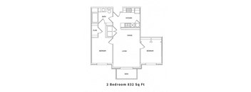 2 Bedroom 1 Bath Floor Plan at The Beckstead, South Jordan, UT, 84095