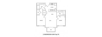2 Bed 2 Bath Floor Plan at The Beckstead, South Jordan, UT