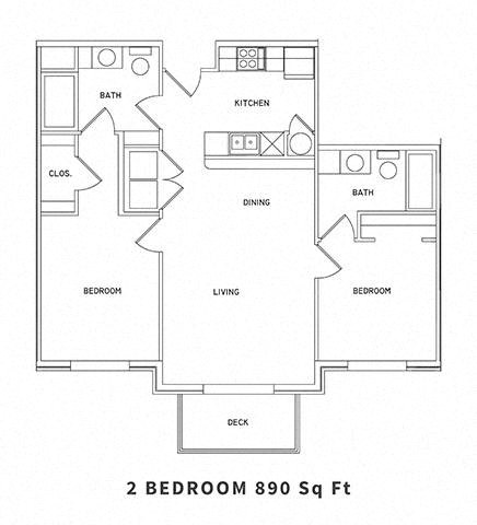 2 Bed 2 Bath Floor Plan at The Beckstead, South Jordan, UT