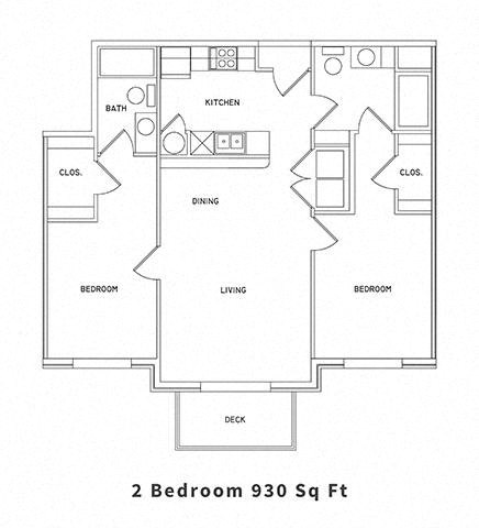 2 Bedroom 2 Bath Floor Plan at The Beckstead, South Jordan, 84095
