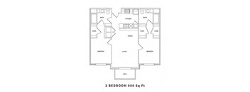 2 Bedroom 2 Bathroom Floor Plan at The Beckstead, South Jordan, Utah