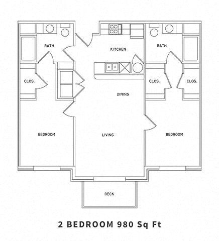 2 Bedroom 2 Bathroom Floor Plan at The Beckstead, South Jordan, Utah