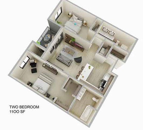 2 Bedroom Floor Plan at Aster Meadow, Vadnais Heights