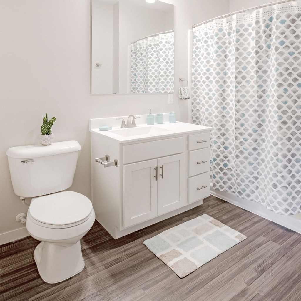 A white toilet sits next to a sink in a bathroom. at Aster Meadow, Vadnais Heights