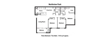 3 Bedroom Floor Plan at Northview Park, Sterling Heights, MI, 48310