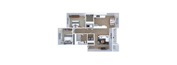 2 Bed 1 Bath Floorplan at Lexington Park Apartments, West Valley City Utah