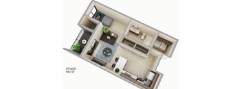 Studio Floor Plan at Cedar Green, Blaine, 55434