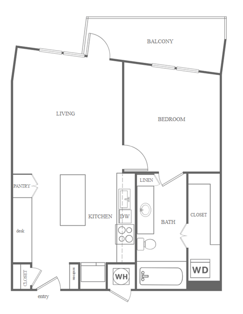 1 bed 1 bath, 797 square feet