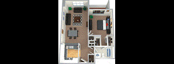 a floor plan of a house with a bedroom and a living room