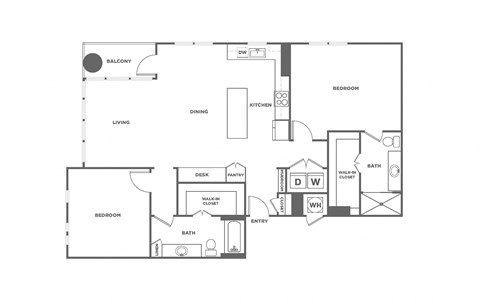 2 bed 2 bath, 1495 square feet