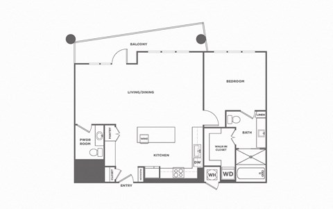 1 bed 1.5 bath, 1069 square feet