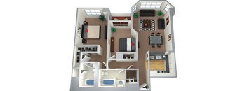 a 3d rendering of a floor plan of a house