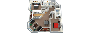 a 3d rendering of a floor plan of a house