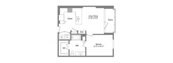 a floor plan of a home with a large living room and a dining room