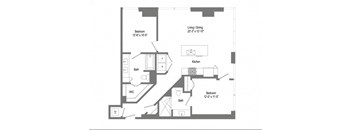 a floor plan of a bedroom apartment