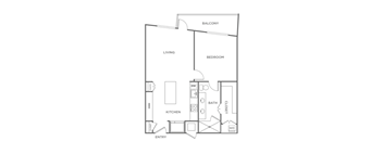 a floor plan of a 1 bedroom apartment