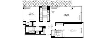 A black and white image of a floor plan for a house.