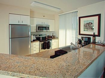 Premium apartments feature porcelain kitchen counter tops and bathroom vanities