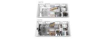 A diagram shows the layout of the upper and lower floors of a house.