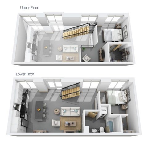 A diagram shows the layout of the upper and lower floors of a house.