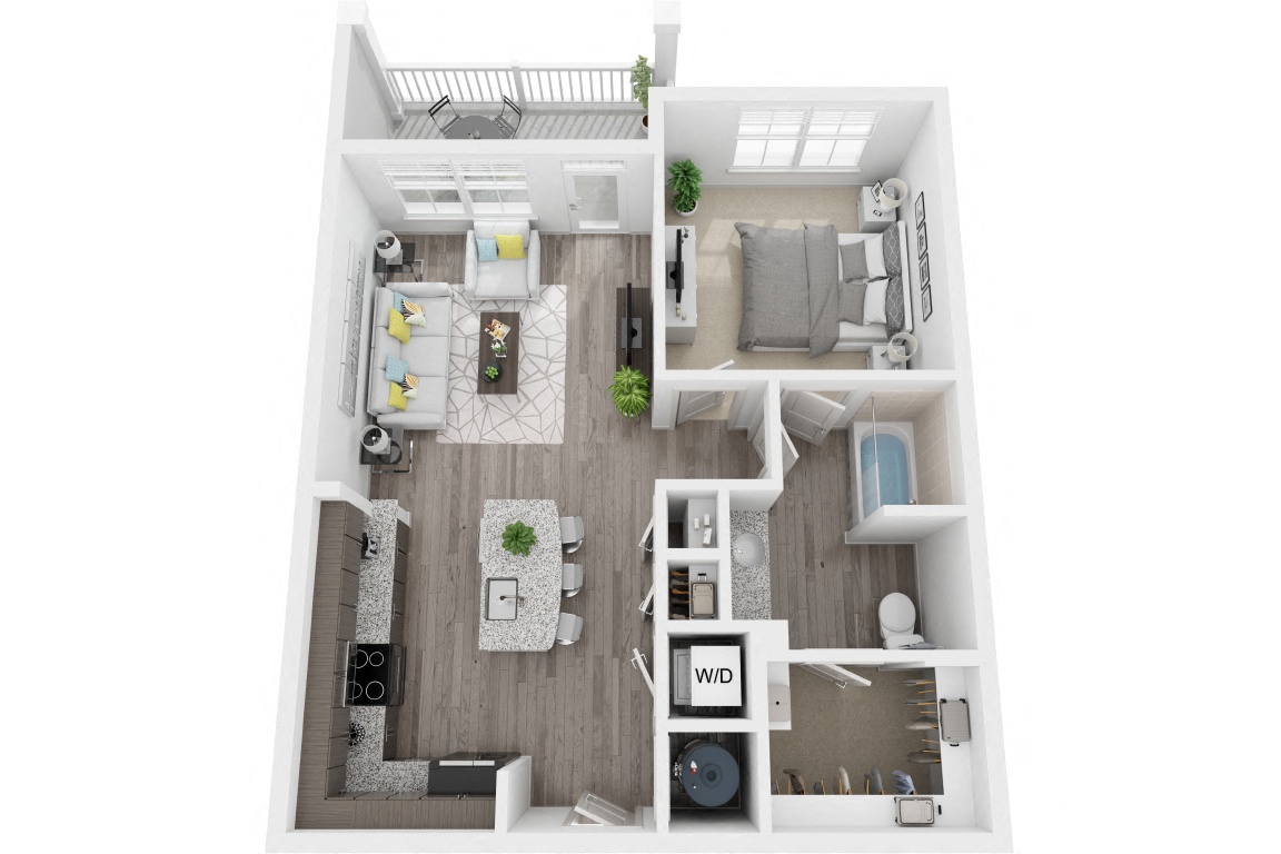 1A 1 Bedroom 1 Bath floor plan