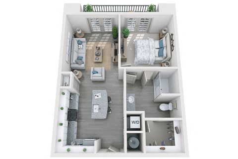 1B Floor Plan at 1010 Dilworth Apartments, Charlotte, 28204