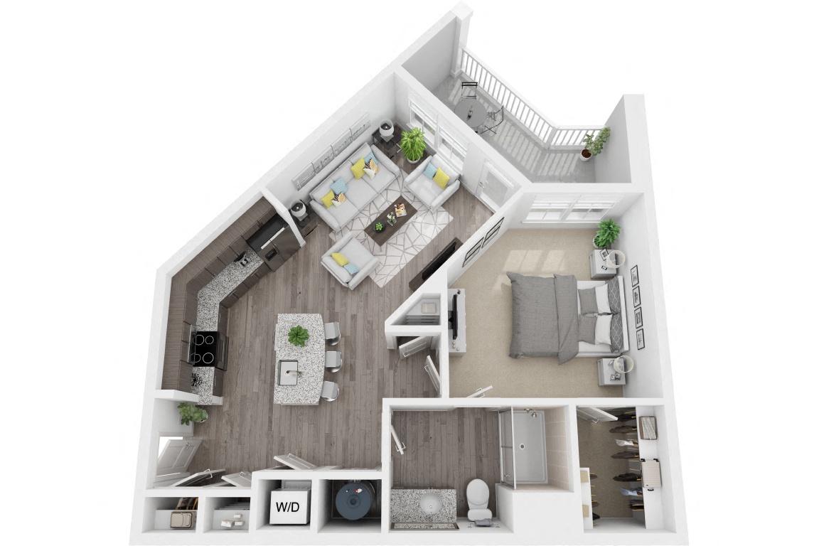 1C 1 Bedroom 1 Bath floor plan