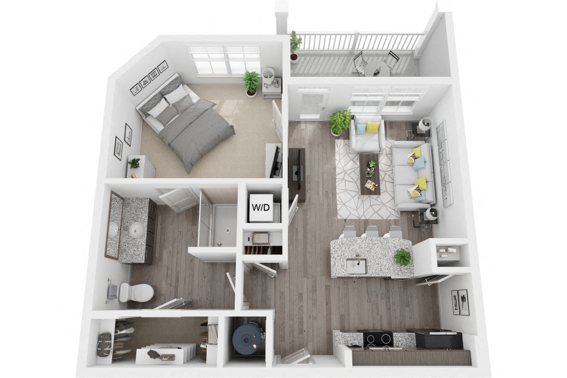 1E 1 Bedroom 1 Bath floor plan