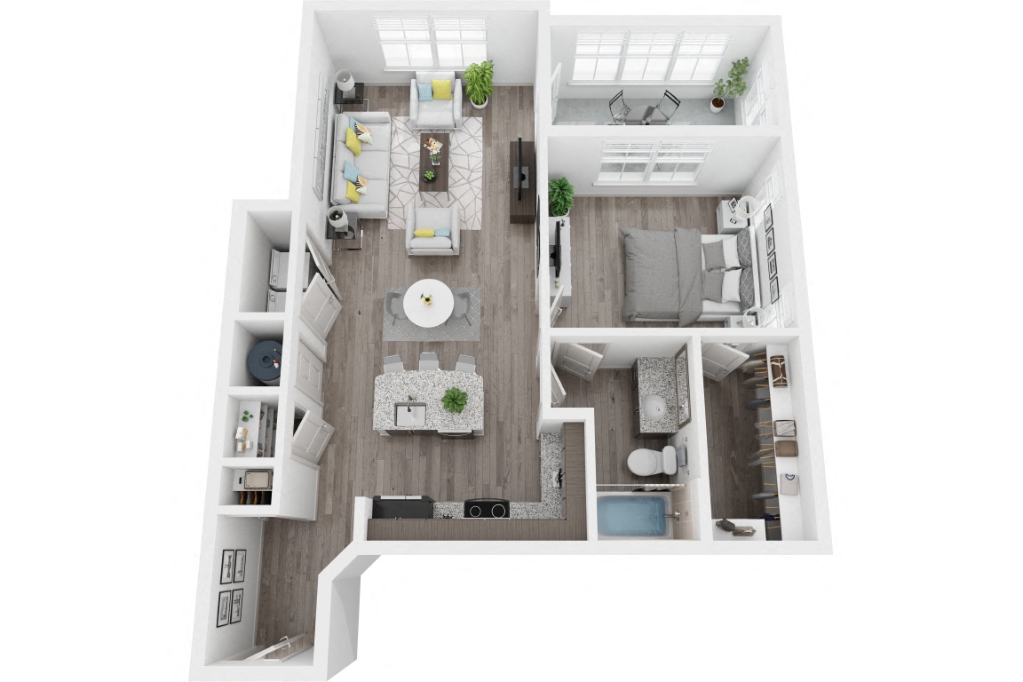 1G 1 Bedroom 1 Bath floor plan