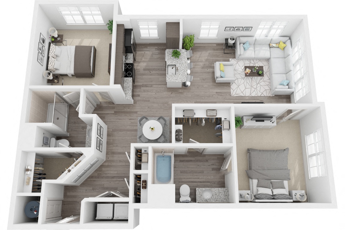 2A2 2 Bedroom 2 Bath floor plan
