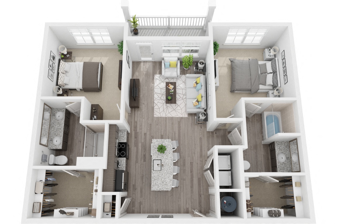 2B 2 Bedroom 2 Bath floor plan