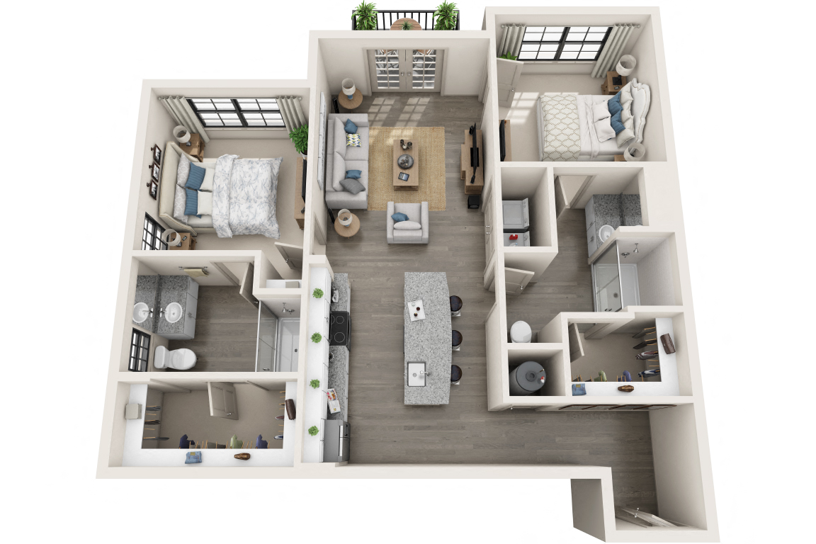 Olmsted 2 Bedroom 2 Bath floor plan