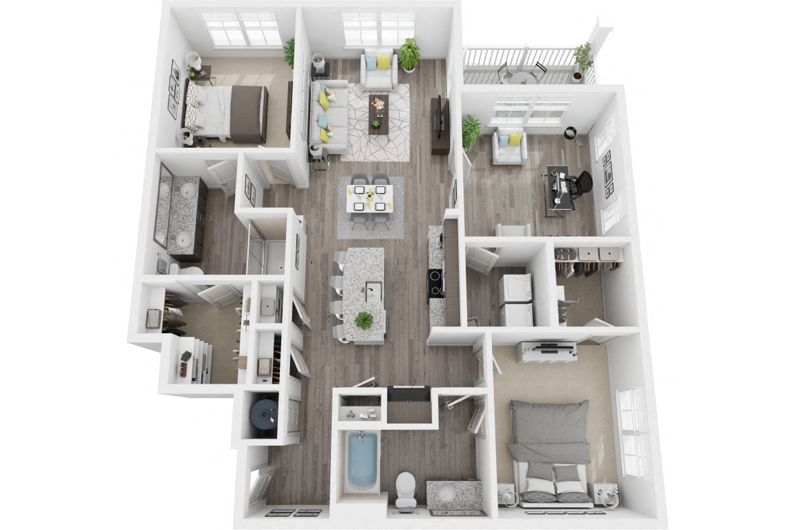 2C 2 Bedroom 2 Bath with Den floor plan