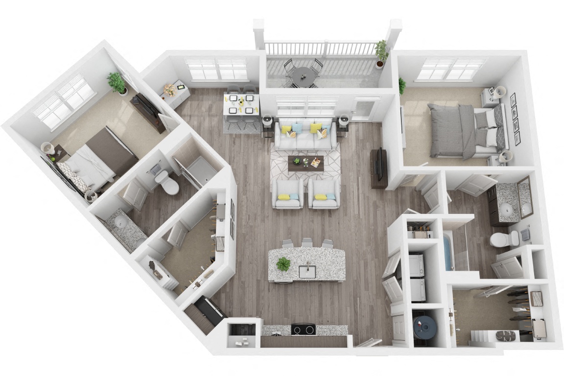 2F 2 Bedroom 2 Bath floor plan