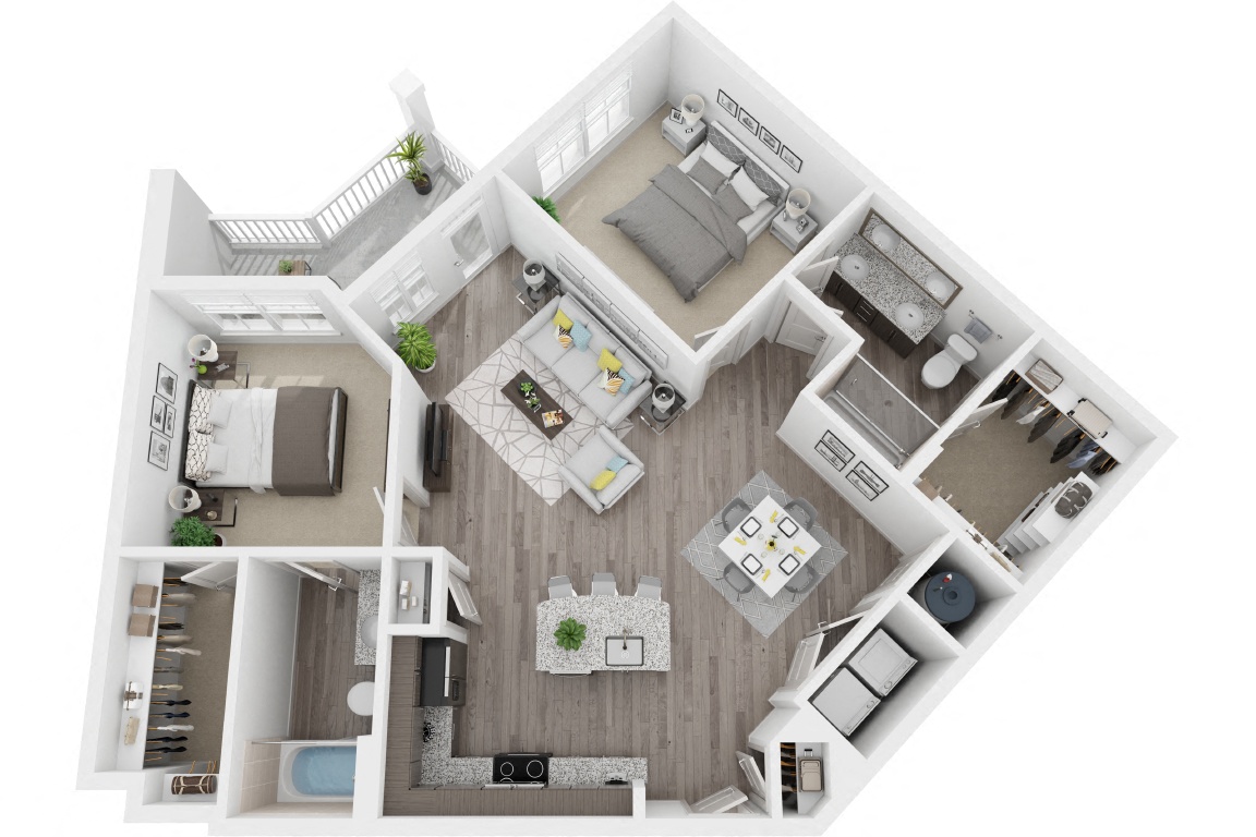 2G 2 Bedroom 2 Bath floor plan