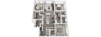 3D 1479sf 3 bed 2 bath floor plan at The Flats at Ballantyne
