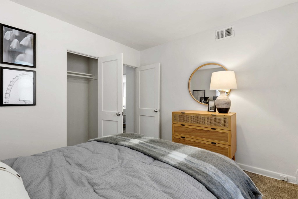 Bedroom with closet and dresser  at Donnybrook Apartments, Maryland