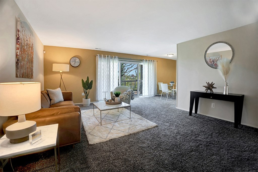 Living Room with Sliding Doors at Kenilworth at Charles Apartments, Towson