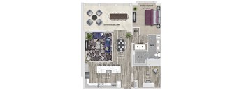 1095 Square ft 1bed 1 bath 3D floor plan  at St Mary's Square North Apartments, Raleigh, 27605