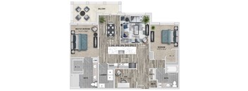2BA Floor Plan at The Apartments at St. Marys, North Carolina, 27605