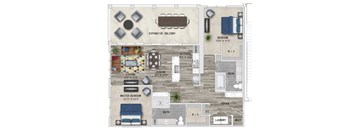 1291 Square ft 2 bed 2 bath 3D floor plan  at St Mary's Square North Apartments, Raleigh, NC, 27605