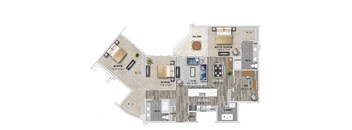 1798 Square ft 3 bed 2 bath 3D floor plan at St Mary's Square North Apartments, North Carolina, 27605